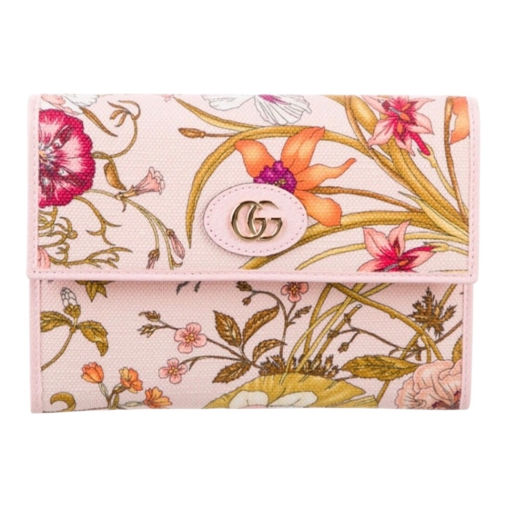 GUCCI Canvas Flora Compact Limited Edition Wallet in Pink comes with COA.